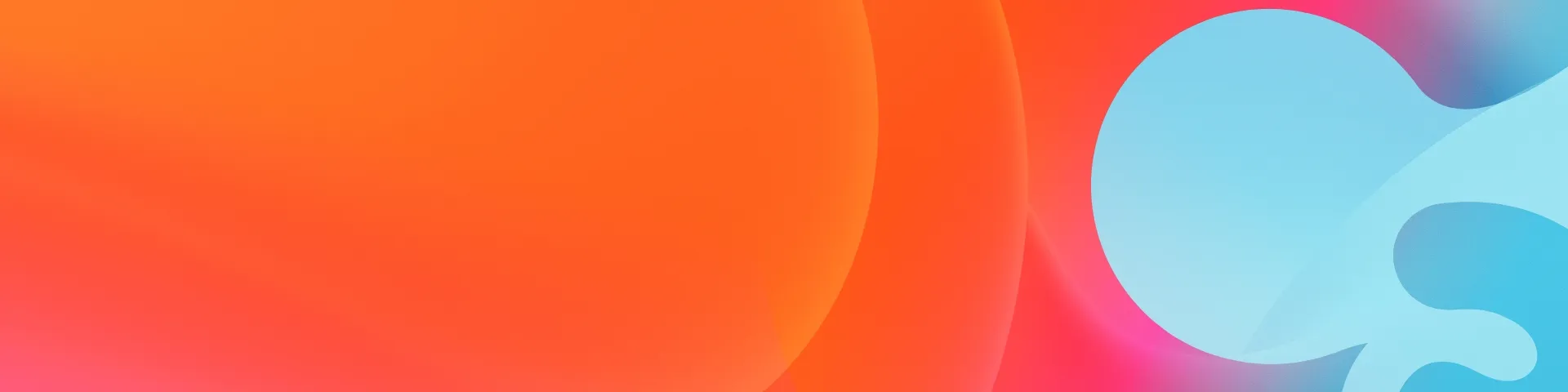 A bright orange, pink and blue patterned background.