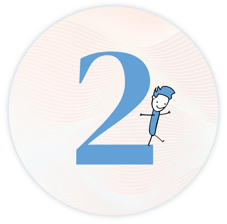 Roundel with number 2 inside it and a character